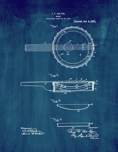 Banjo patent print midnight - patent,